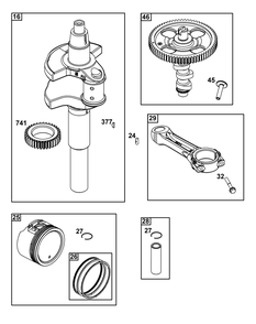 Crankshaft Group Diagram and Parts List for 613777-0016-J1 400000 - 699999 Briggs and Stratton Engine